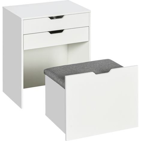 HOMCOM Tavolo Trucco con Specchiera, Cassetto e Sgabello Abbinato in Legno (1/5)