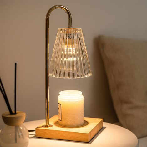 Lampada riscaldante elettrica per cera profumata con 2 lampadine, candela in barattolo