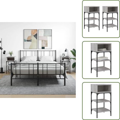 Nachttische 2 Stk. Grau Sonoma 35x34,5x70 cm Holzwerkstoff - Nachtschränke - Wohnzimmerdeko - Holznachtschrank - Grau Sonoma - Bettseitentisch (1/5)