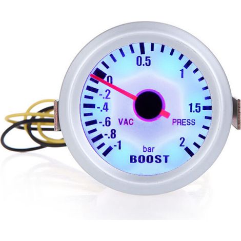 Manomètre de pression à vide Turbo Boost pour voiture automatique 2" 52mm -12BAR lumière LED bleue (1/5)