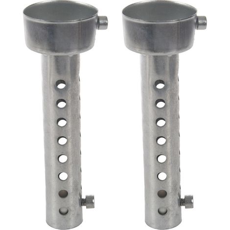 Geeignet für zwei silberne Motorradauspuffschalldämpfer mit Schalldämpfereinsätzen, Abmessungen 45 mm x 140 mm