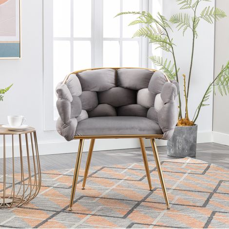 Sessel 58x59x75 cm grau mit Armlehnen, Metallgestell und Samtbezug MEUBLIV (1/5)