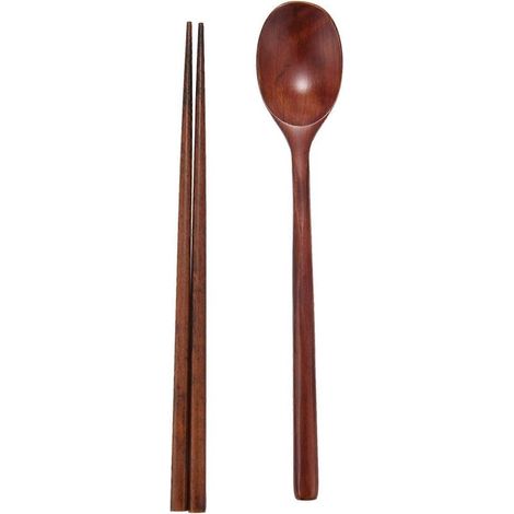 Ensemble de 5 cuillères et baguettes en bois de jujubier, fait main (1/5)