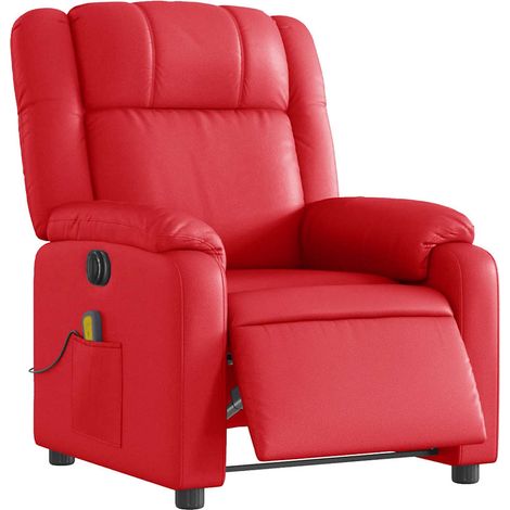 vidaXL Poltrona Massaggio Elettrica Reclinabile Rosso Similpelle (1/5)