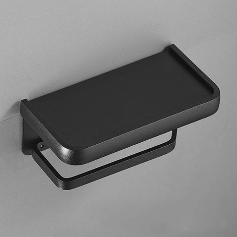 Toilettenpapierhalter fürs Badezimmer, Wandmontage ohne Bohren, Wand-Papierhandtuchhalter für Zuhause (doppellagig, schwarz) (1/5)