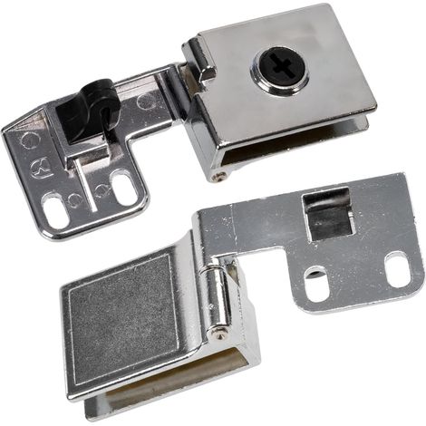 C74736 - Par de 2 bisagras para puerta de vidrio cristal ventana máx 5mm - vitrina - acabado cromado