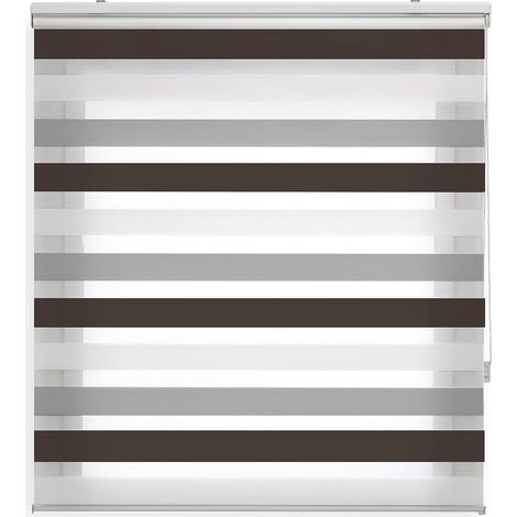 Blindecor Lira tenda a rullo giorno e notte, tricolore Marrone, gris, Bianco, 100 x 180 cm (Larghezza x Altezza)  Dimensioni del tessuto 97 x 175 cm. Eleganti tende giorno e notte (1/5)