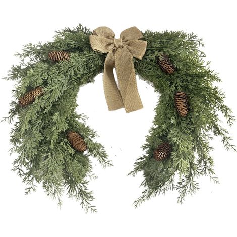 Guirlande de verdure artificielle avec pommes de pin, décoration champêtre pour intérieur et extérieur, 50 cm (1/2)