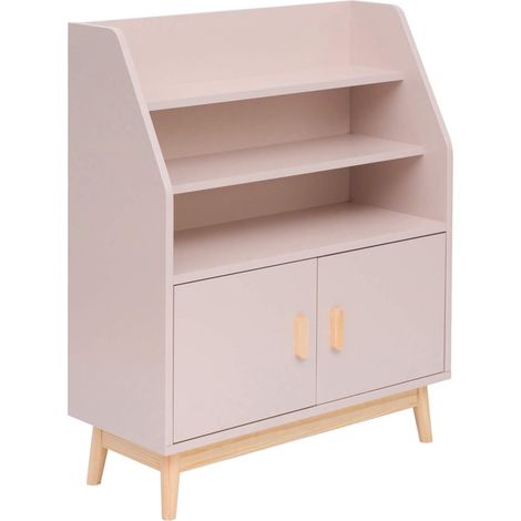 Libreria per Bambini Rebecca Mobili Bataw 100x80x33 MDF Pino Rosa Marrone (1/5)