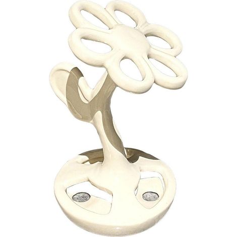 Porte-brosses à dents en céramique à 6 emplacements, en forme de fleur, avec étagère pour pinceaux de maquillage et salle de bain, blanc (1/5)