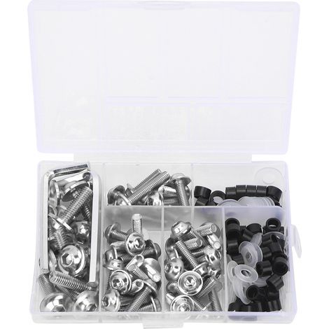 158 pièces/ensemble Kit universel de boulons de carénage, joints et clés Accessoires pour moto Argent (1/5)