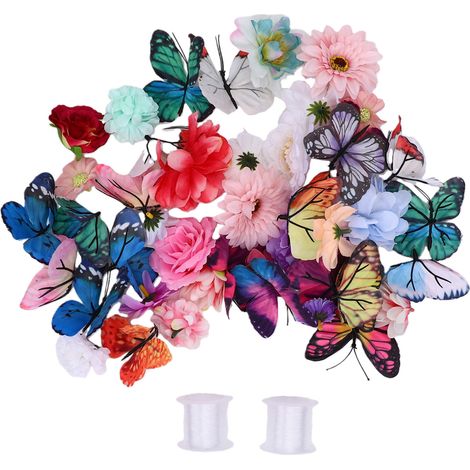 40 pièces Guirlande de Fleurs Papillon Suspendu Décor Simulation Floral Mur Toile de Fond Fleurs Sauvages Décoration pour Jardin Mariage Douche Nuptiale Fête Photo Booth Fond (1/5)