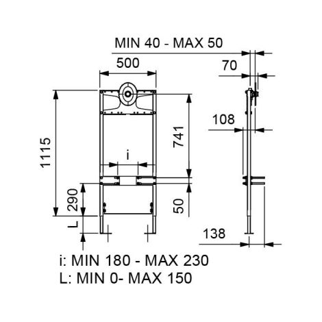 Estructura de soporte completa empotrada con fluxor temporizado 3/4″ IDRAL TMON8-00000  Cromo (1/5)