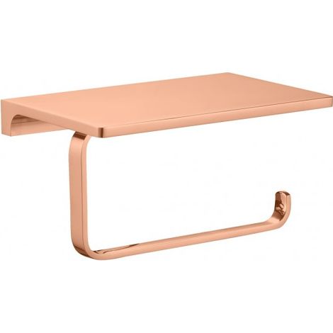 Porte papier toilettes mural avec étagère NIL en laiton rose gold poli 15,8 cm (1/2)