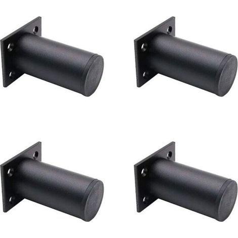 Lot de 4 pieds de meuble réglables en alliage d'aluminium noir mat 38 x 80 mm pour table basse d'armoire, jambe de support de canapé de meubles (1/4)