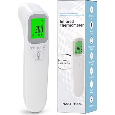 Thermomètre Frontal Sans Contact, Thermomètre Numérique avec 32 Mémoires Écran LCD Rétroéclairé, Thermometre Frontal Adulte et Enfant, Lecture Instantanée 1s (1/5)