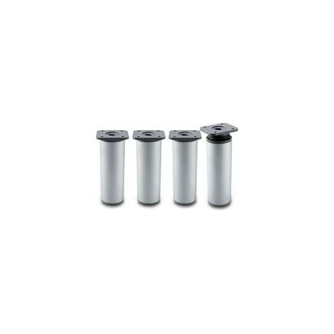 Lot de 4 pieds de meuble ronds en aluminium, argent, hauteur réglable 8-20 cm – (1/5)