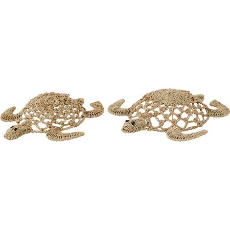 Lot de 2 Déco Murales en Jonc "Tortue" 80cm Naturel (1/3)