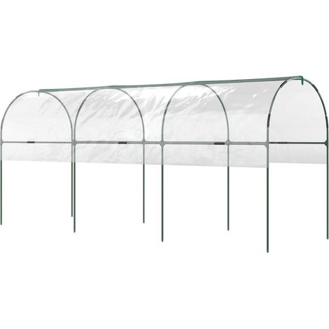 Serre tunnel de jardin 400 x 123 x 171 cm, serre de culture avec arceaux en métal, bâche transparente anti-UV, ancrages au sol – CHICFURN (1/5)