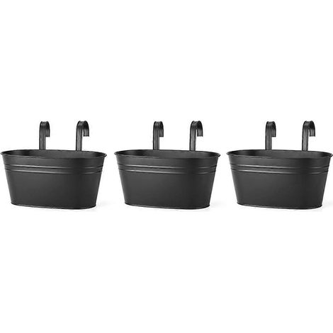 Pots de fleurs suspendus, pots de fleurs muraux en métal (noir) 3 pièces -- (1/5)