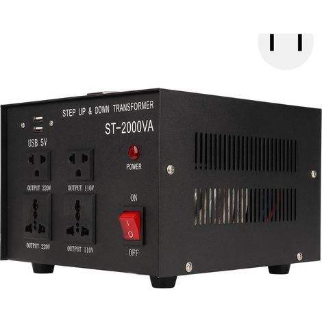 Transformateur de tension abaisseur-élévateur 2000W réglable 110V-120V 220V-240V AC entrée fiche américaine (1/5)