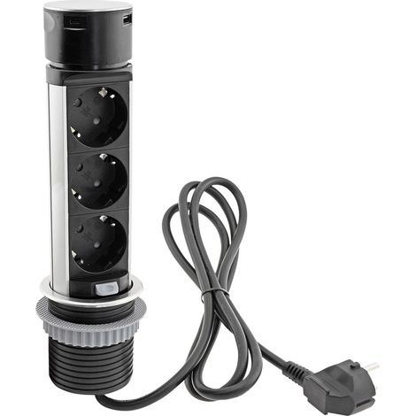 Prise encastrable de bureau CHILITEC, triple, USB-A+C