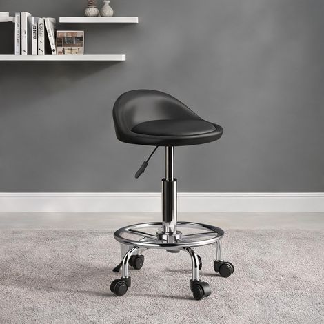 Tabouret coloris noir en similicuir métal 43 x 43 x 75 cm (1/5)