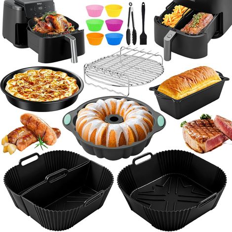 Moule Silicone Air Fryer pour Moulinex Easy Fry 7,5L, Accessoires Air Fryer pour Ninja Air Fryer MAX PRO, 6,2 L, Cecotec 5,5L, 6L et autres friteuses 4,7-8,3L