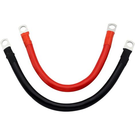 Car Battery Cable 2AWG 30CM Car Battery Charger Cables 12V 16mm2 Flexible with Ring Terminals Copper Wire for Truck, Motorcycle, RV, Marine (1/5)