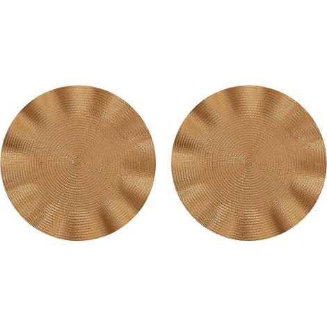 Lot de 2 sets de table de cuisine résistants, luxueux et à volants, couleur or, parfaits pour les dîners et le quotidien. (1/5)