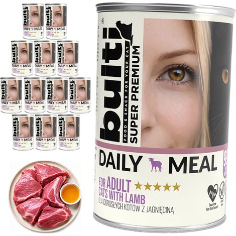 BULTI Repas Quotidien pour Chat Adulte, Aliment Humide à l'Agneau, 12 x 400 g (1/2)