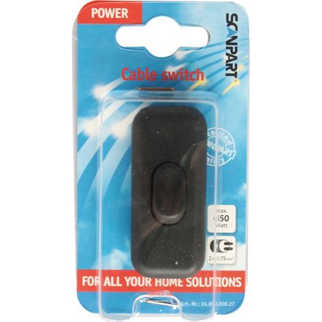 Scanpart Snoerschakelaar Zwart 1p 2amp (1/2)