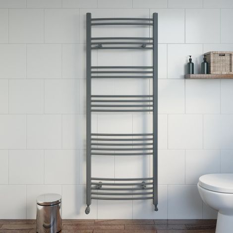DuraTherm Anthracite Curved Heated Towel Rail Bathroom Radiator Designer 1600 x 600mm (1/4)
