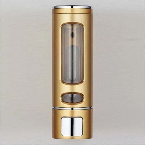 Dispenser di sapone dorato, dispenser di sapone semplice, 400 ml, XU, dispenser di gel doccia a parete, portasapone-Crezuo