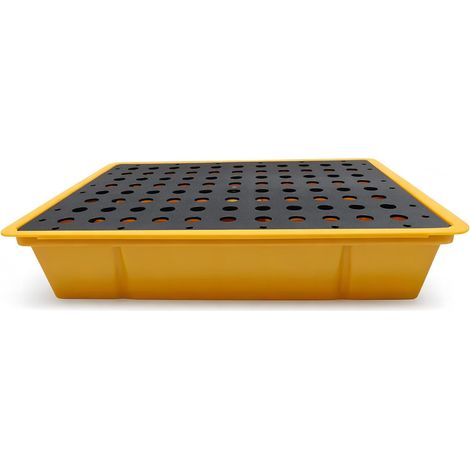Bac de rétention chimique avec grille amovible – en plastique étanche empilable facile à nettoyer pour huiles laboratoire atelier et industrie (49 35.5 9.5cm) (1/5)