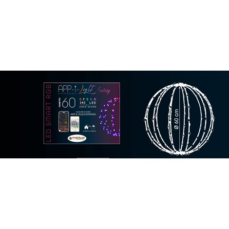 Sfera luminosa led rgb controllo app diametro 60 cm 240 led 14125031