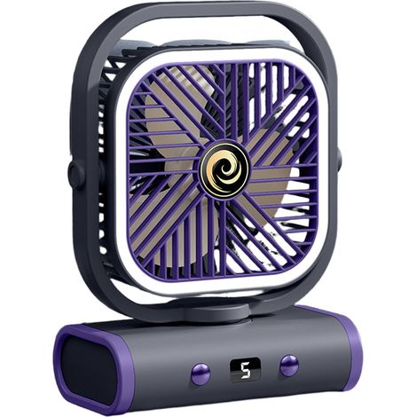 Ventilateur de bureau, ventilateur portable silencieux, rechargeable par USB, ventilateur mural, 5 vitesses de ventilation, gris. (1/5)