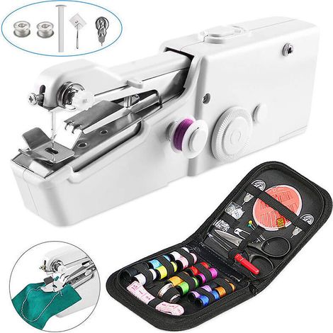 Mini Machine à Coudre Portable Électrique pour Vêtements, Rideaux et Travaux Ménagers – Couture Rapide et Précise (Blanc) (1/5)