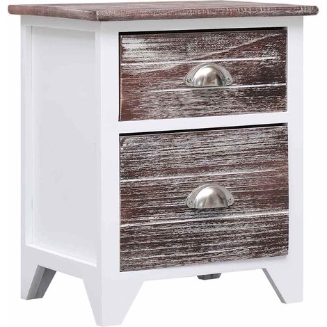 Table de chevet flottante-Table de nuit Marron et blanc 38x28x45 cm Bois de Paulownia 155237 (1/5)