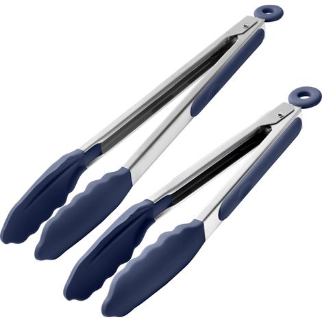 Pince de Cuisine en Silicone, Résistante à 315°C, 23+30cm/Bleu Nuit (1/5)