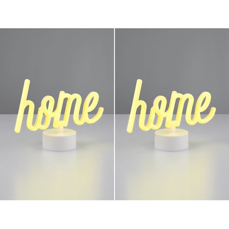 2er SET LED Dekoleuchte mit Schriftzug home Batterie- oder USB betrieben H: 16cm (1/5)