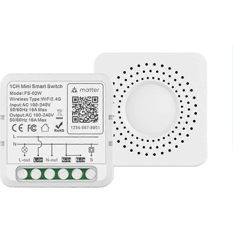 Interrupteur intelligent 16A WiFi avec compteur de puissance, mini disjoncteur intelligent, compatible avec Google Home et Google Home. (1/5)