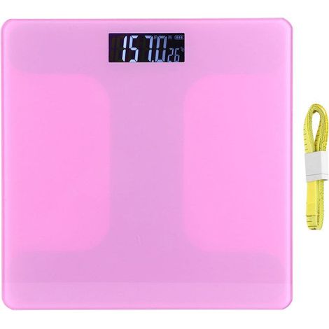 Balance électronique numérique rose portable, 3-180kg, design mince, affichage LCD, utilisation domestique pratique (1/5)
