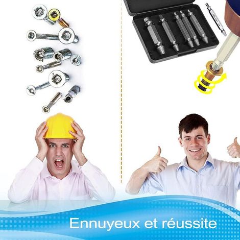 Endommagé vis Extracteurs Dénudés [6 Pièces],Extracteur de Vis,Extracteur de Boulons Cassés en Acier HSS 4341,Dureté Supérieure à 63 HRC,pour Boulons ou Vis Endommagés GROOFOO (argent)