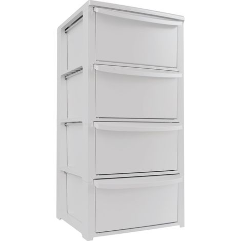 Artplast – Commode 4 tiroirs blanche – Rangement intérieur 39 x 38.5 x 80.5 cm – Structure polypropylène résistante à l'humidité – Prête à l'emploi (1/5)