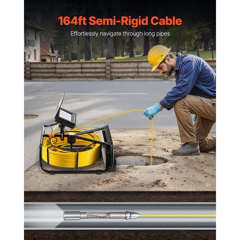 Caméra Inspection Canalisation 50 m Endoscope Drain avec Écran 4,3'' avec Lumière 6 LED Réglables, Carte SD 16 Go, Zoom 3X, Vidéo,… (1/5)