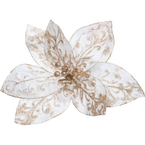 Baumschmuck Weihnachtsstern XL weiß gold 40cm - Atmosphera créateur d'intérieur