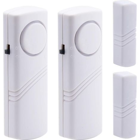 Lotto di 2 allarmi senza fili magnetico porta/finestra (bianco, la Batteria non è inclusa),90 dB, vibrazione, avviso di ingresso di casa (1/5)