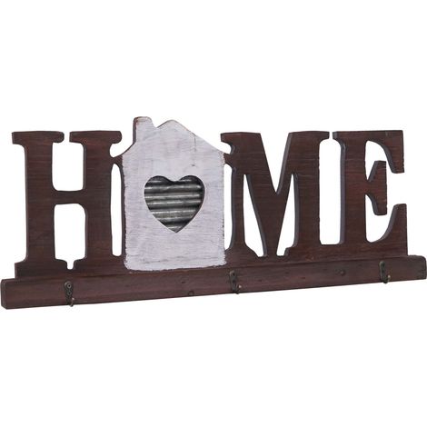 Wandgarderobe HHG-383 Home, Garderobenpaneel, Landhaus Holz Metall