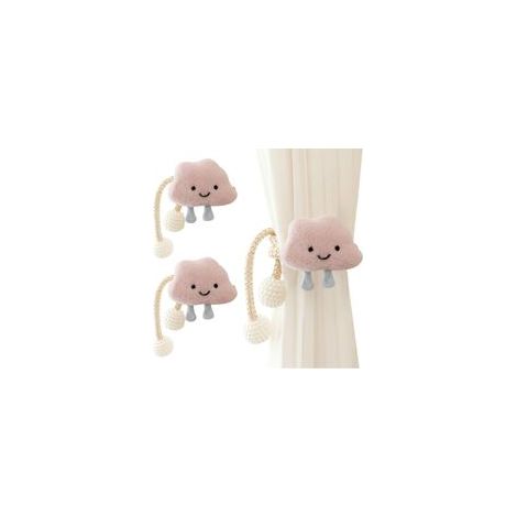 Lot de 2 Embrasse à Rideaux Corde en Forme de Nuages de Dessins Animés avec Boule de Perle pour Enfant Attache de Rideau Nuage Mignon Boucle à Rideaux pour Décoration de Chambre d'enfant
